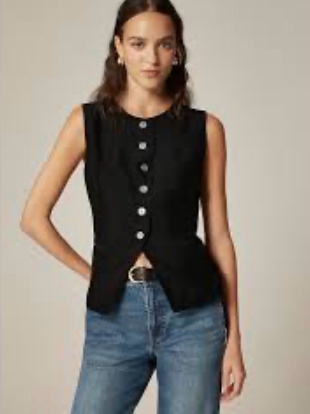 J.Crew Women's Cutaway Black Linen-Viscose top, Lined, Sleaveless, Size 8 NWT